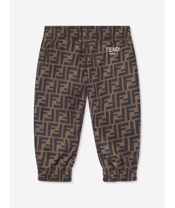 Fendi Baby FF Logo Reversible Joggers in Brown la livraison gratuite