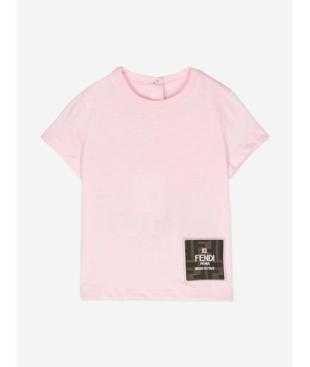 Fendi Baby Girls FF Logo T-Shirt in Pink soldes