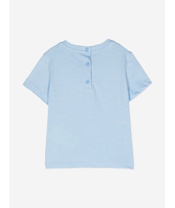 Fendi Baby FF Logo T-Shirt in Blue pas cher 