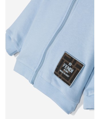 Fendi Baby Boys FF Logo Zip Up Top in Blue d'Europe débarque