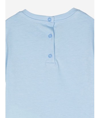 Fendi Baby FF Logo T-Shirt in Blue pas cher 