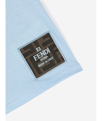 Fendi Baby FF Logo T-Shirt in Blue pas cher 