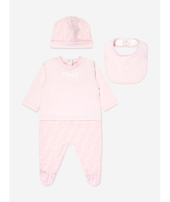 Fendi Baby Girls 3 Piece Babygrow Gift Set in Pink la colonne vertébrale