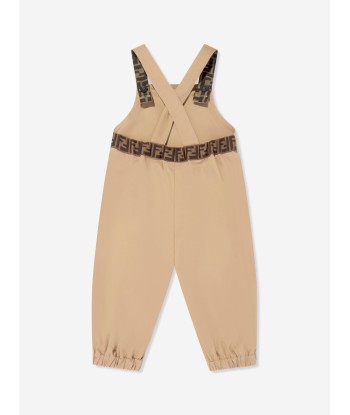 Fendi Baby FF Logo Dungarees in Beige commande en ligne