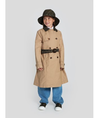 Fendi Girls FF Collar Trench Coat in Beige offre 