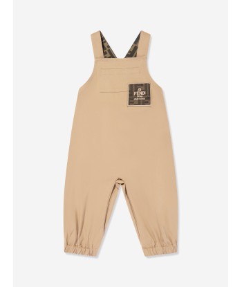 Fendi Baby FF Logo Dungarees in Beige commande en ligne