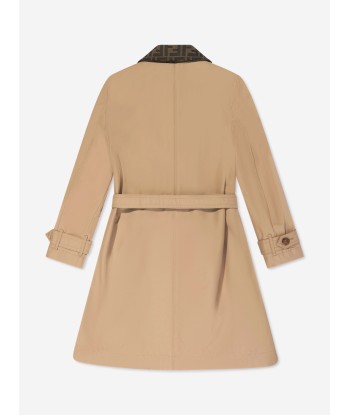 Fendi Girls FF Collar Trench Coat in Beige offre 