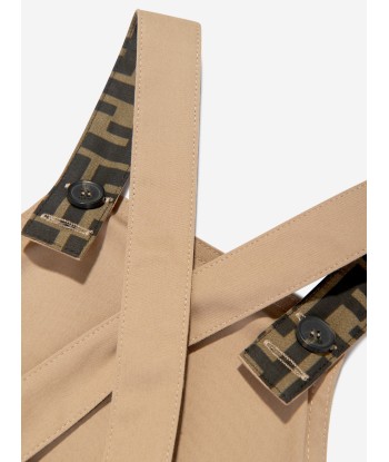 Fendi Baby FF Logo Dungarees in Beige commande en ligne