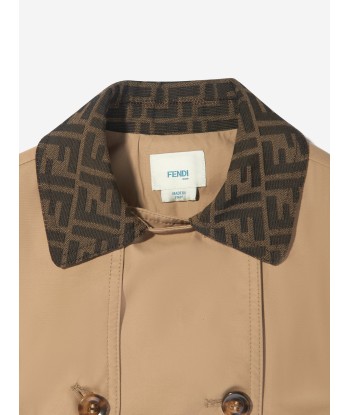 Fendi Girls FF Collar Trench Coat in Beige offre 