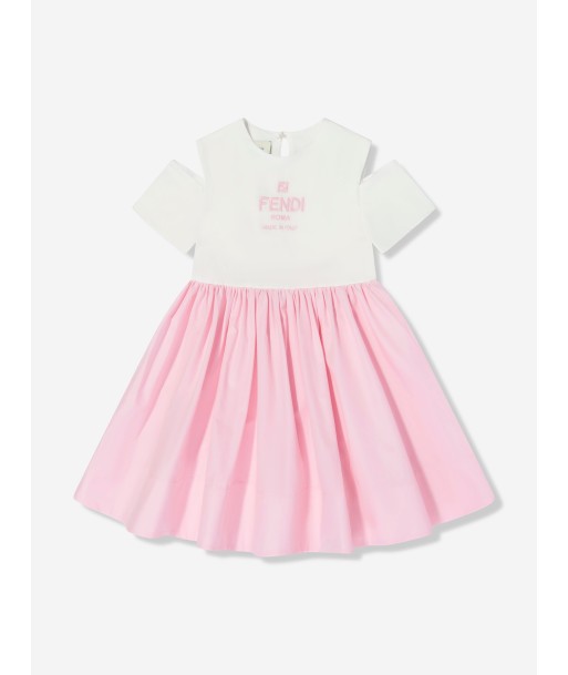 Fendi Girls Cotton Logo Dress in Pink Les magasins à Paris