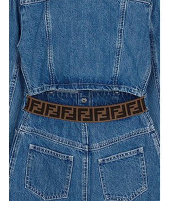 Fendi Girls Denim FF Logo Shirt Dress in Blue shop