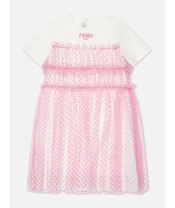 Fendi Girls Logo Tulle Dress in Pink Par le système avancé 