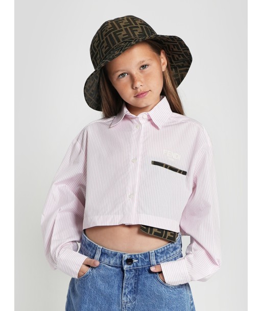 Fendi Girls Striped Cropped Shirt in Pink En savoir plus