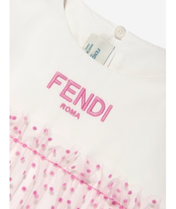 Fendi Girls Logo Tulle Dress in Pink Par le système avancé 