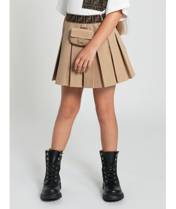 Fendi Girls Pleated Skirt in Beige prix