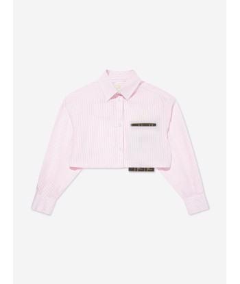 Fendi Girls Striped Cropped Shirt in Pink En savoir plus