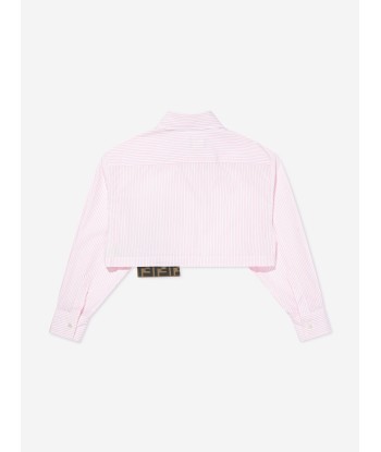 Fendi Girls Striped Cropped Shirt in Pink En savoir plus