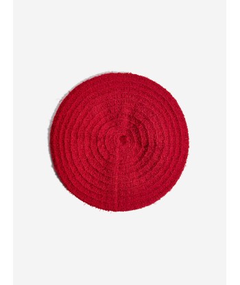 Self Portrait Girls Knitted Beret in Red rembourrage situé sous