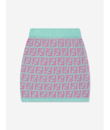 Fendi Girls FF Crochet Knit Skirt in Multicolour sur le site 