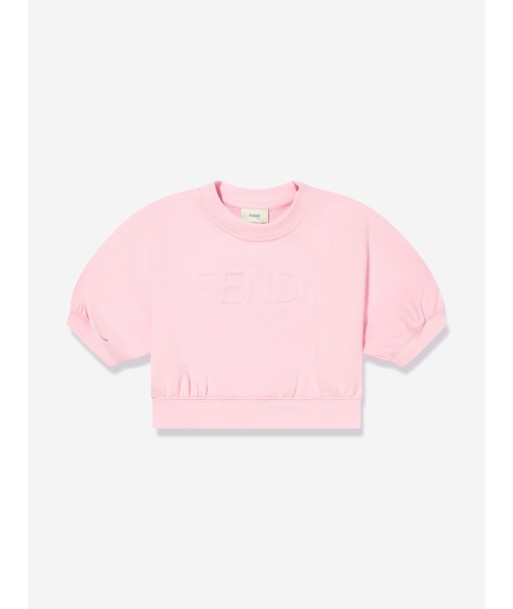 Fendi Girls Cropped Logo Sweatshirt in Pink Profitez des Offres !