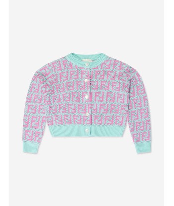 Fendi Girls Crochet Knit Cardigan in Multicolour les ctes