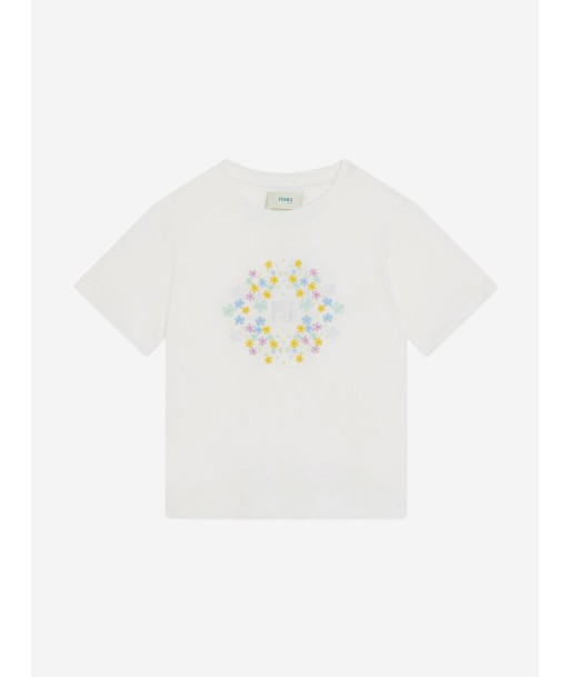 Fendi Girls Logo T-Shirt in White Jusqu'à 80% De Réduction