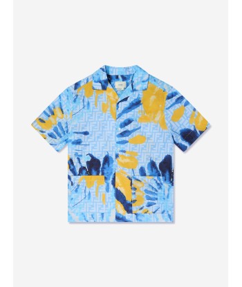 Fendi Boys Tie Dye Shirt in Blue de votre