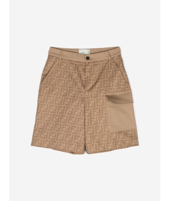 Fendi Boys FF Logo Shorts in Beige sélection de produits