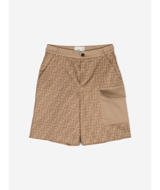 Fendi Boys FF Logo Shorts in Beige sélection de produits