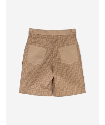 Fendi Boys FF Logo Shorts in Beige sélection de produits