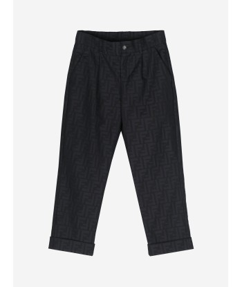 Fendi Boys FF Jacquard Trousers in Navy Les magasins à Paris et en Île-de-France