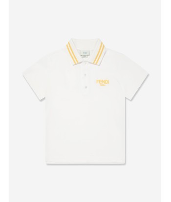 Fendi Boys Logo Polo Shirt in White À commander