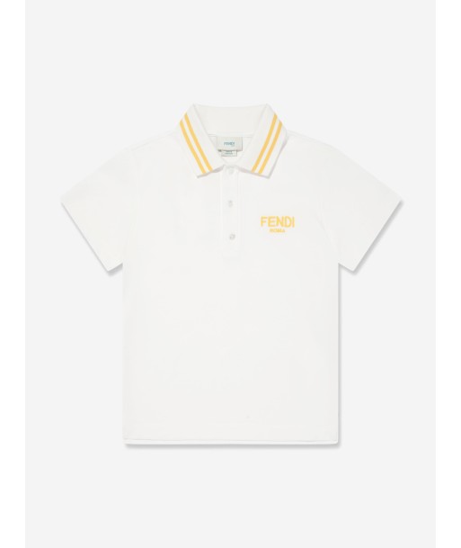 Fendi Boys Logo Polo Shirt in White À commander