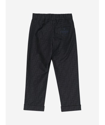 Fendi Boys FF Jacquard Trousers in Navy Les magasins à Paris et en Île-de-France