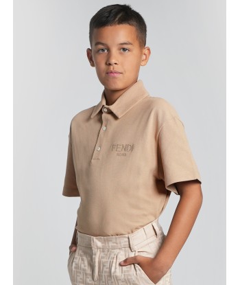 Fendi Boys Logo Polo Shirt in Beige france