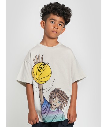 Fendi Boys Basketball T-Shirt in Ivory Amélioration de cerveau avec