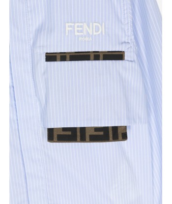 Fendi Boys Striped FF Pocket Shirt in Blue Profitez des Offres !