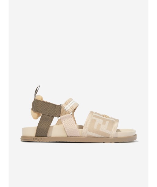 Fendi Girls FF Logo Sandals in Beige en ligne