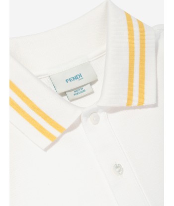 Fendi Boys Logo Polo Shirt in White À commander