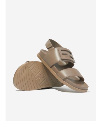 Fendi Kids Leather FF Logo Sandals in Beige 50-70% off 