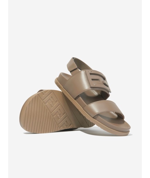 Fendi Kids Leather FF Logo Sandals in Beige 50-70% off 