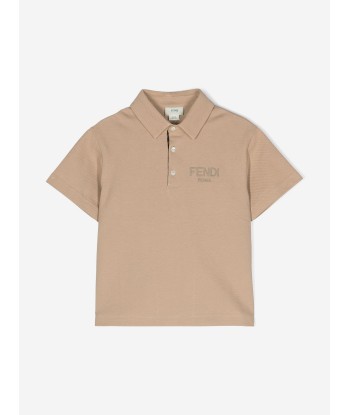 Fendi Boys Logo Polo Shirt in Beige france