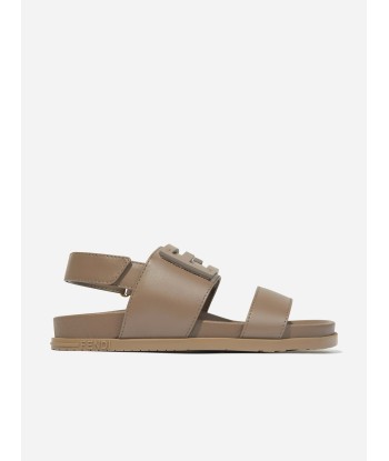 Fendi Kids Leather FF Logo Sandals in Beige 50-70% off 