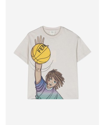 Fendi Boys Basketball T-Shirt in Ivory Amélioration de cerveau avec