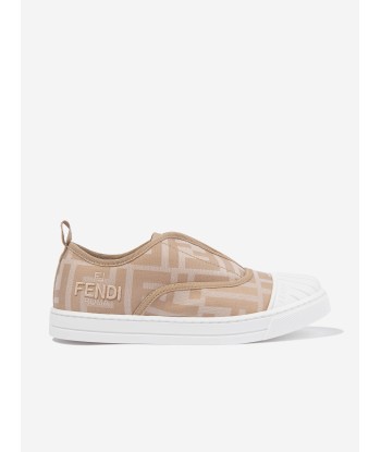 Fendi Kids FF Logo Trainers in Beige chez Cornerstreet bien 