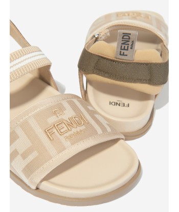 Fendi Girls FF Logo Sandals in Beige en ligne