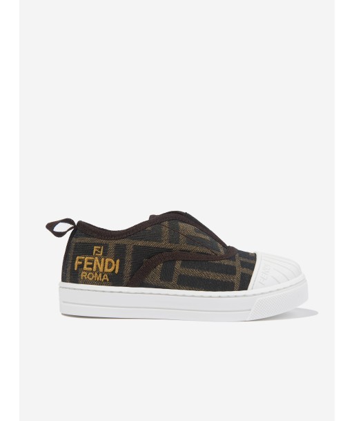 Fendi Kids FF Logo Trainers in Brown pour bénéficier 