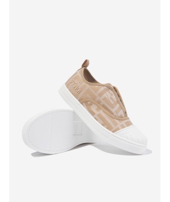 Fendi Kids FF Logo Trainers in Beige chez Cornerstreet bien 