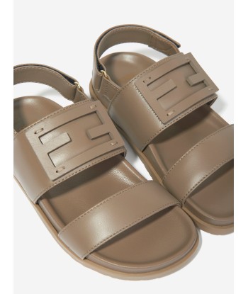 Fendi Kids Leather FF Logo Sandals in Beige 50-70% off 