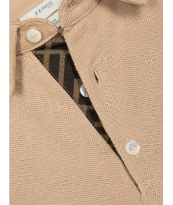 Fendi Boys Logo Polo Shirt in Beige france